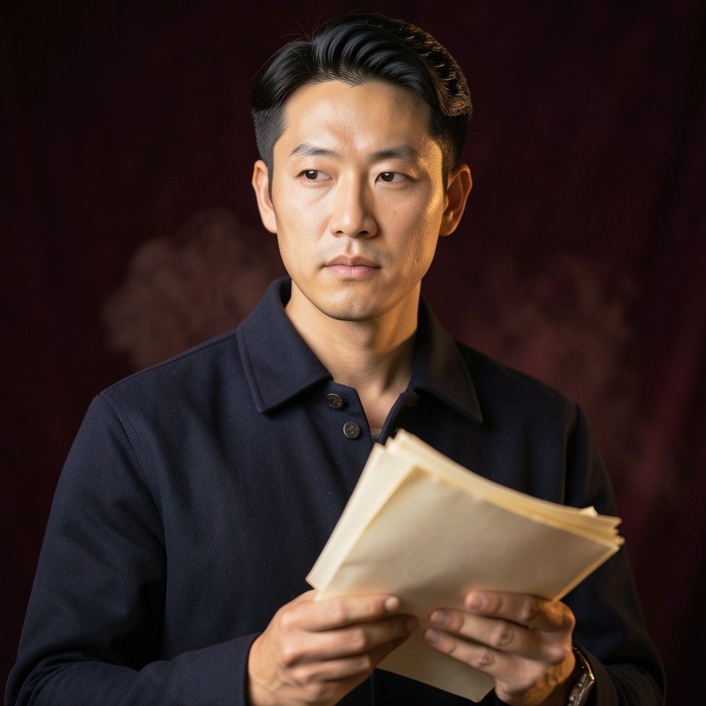 Portrait of a man holding a stack of ivory chart sheets